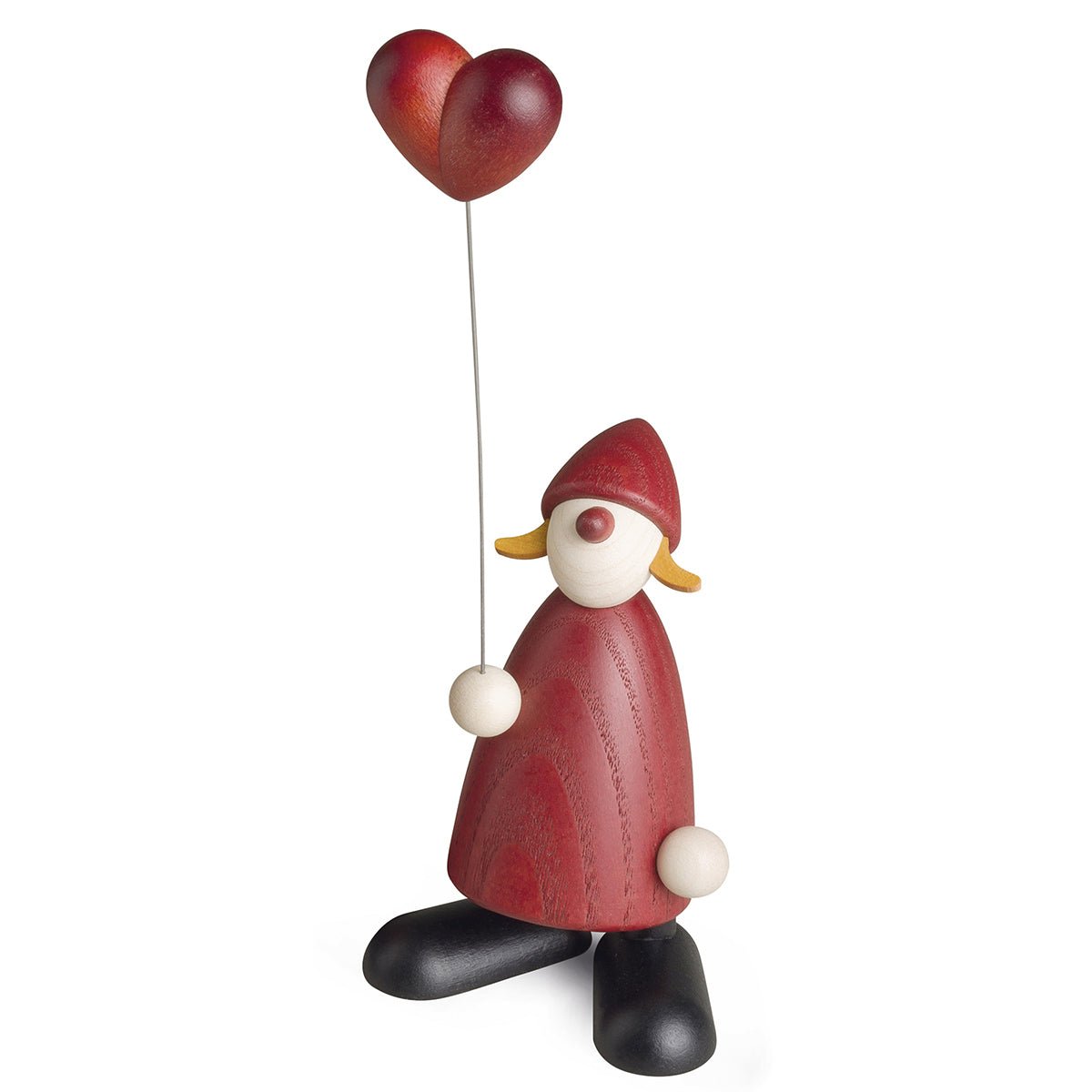 KOE-6444 - Bjoern Koehler - 'Weihnachtsfrau mit Herzballon, klein, rot 8,5/15,5cm'