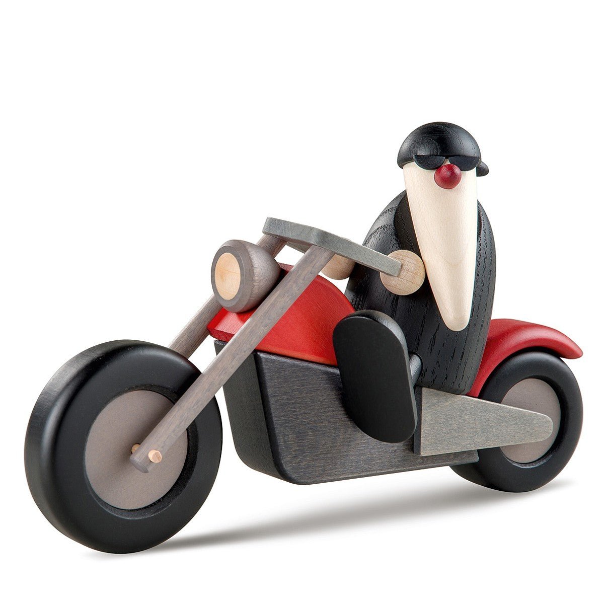 KOE - 51139 - Bjoern Koehler - Weihnachtsmann auf Motorrad, klein schwarz 10cm, Länge 17,5cm