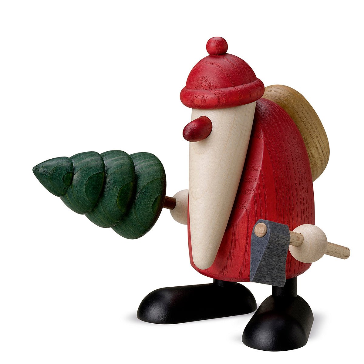 KOE - 6050 - Bjoern Koehler - Weihnachtsmann mit Axt und Tanne, klein, rot 9cm