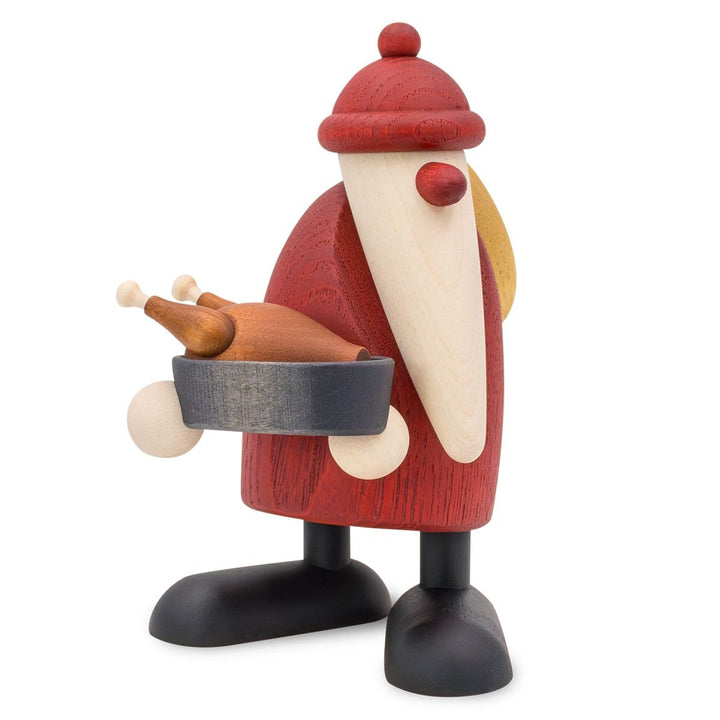 KOE-6595 - Bjoern Koehler - Weihnachtsmann mit Gänsebraten, klein, rot 9,5cm, 2026