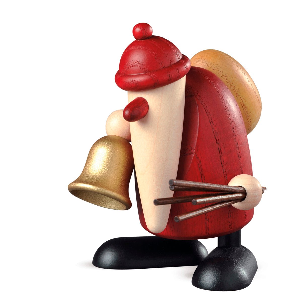 KOE - 6535 - Bjoern Koehler - Weihnachtsmann mit Glocke und Rute, klein rot 9cm