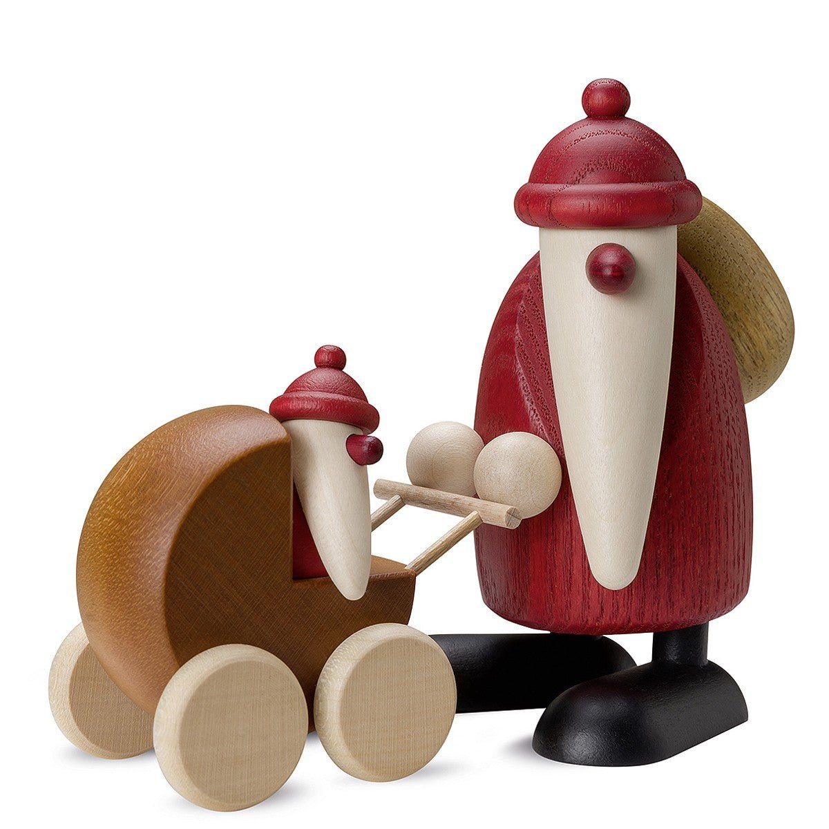 KOE - 6070 - Bjoern Koehler - Weihnachtsmann mit Kinderwagen, klein, rot 9cm