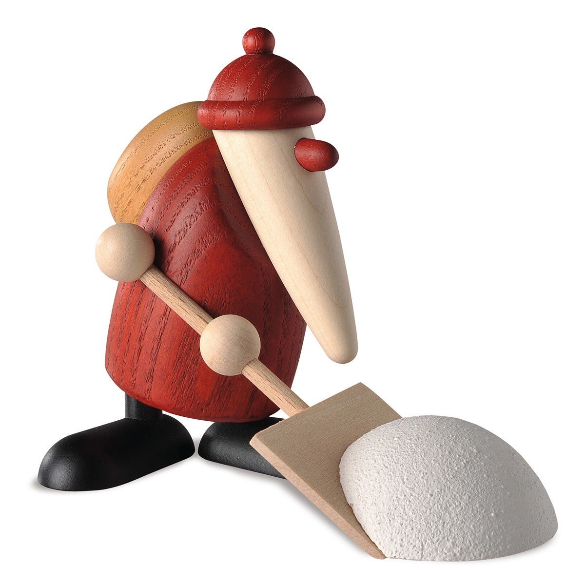 KOE - 6537 - Bjoern Koehler - Weihnachtsmann mit Schneeschieber, klein, rot 9cm