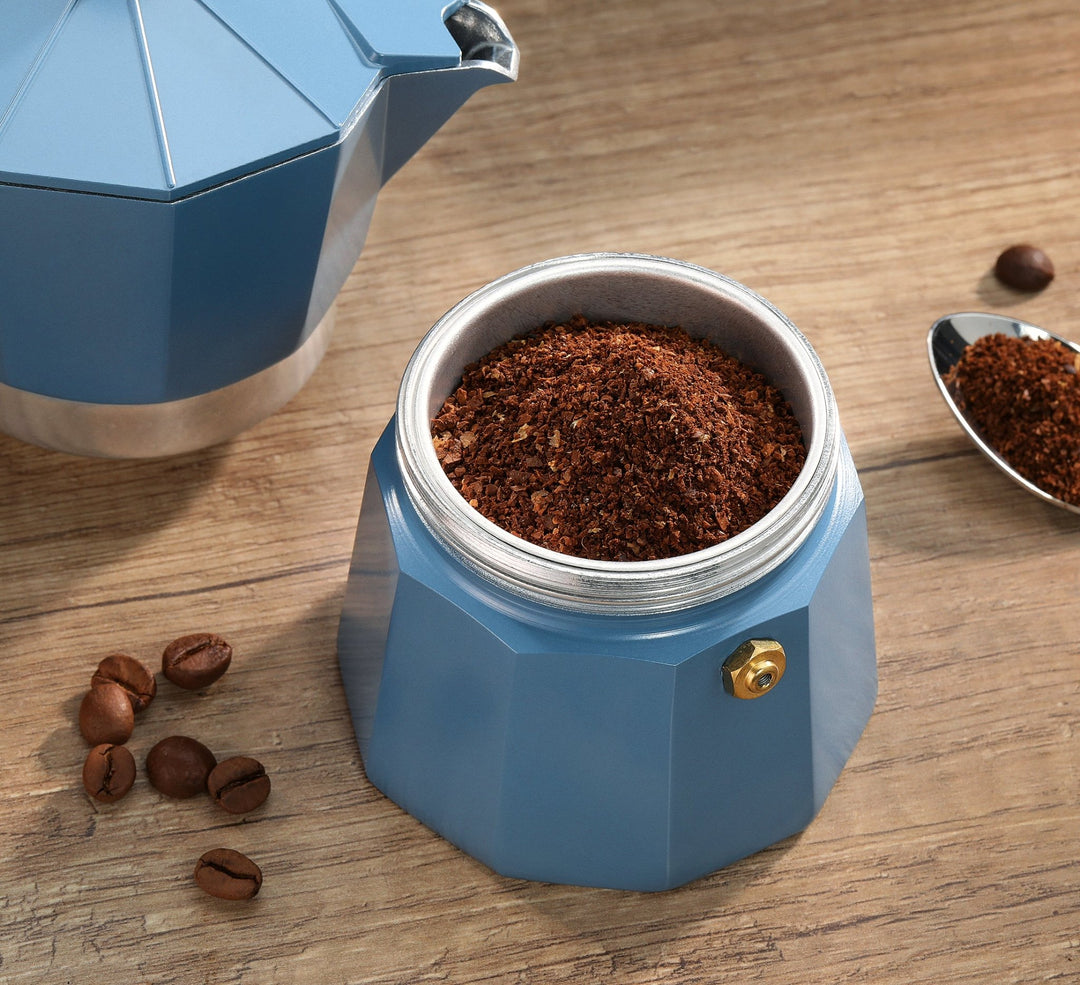 CIL-321517 - Cilio, Espressokocher Legno, 6 Tassen, blau