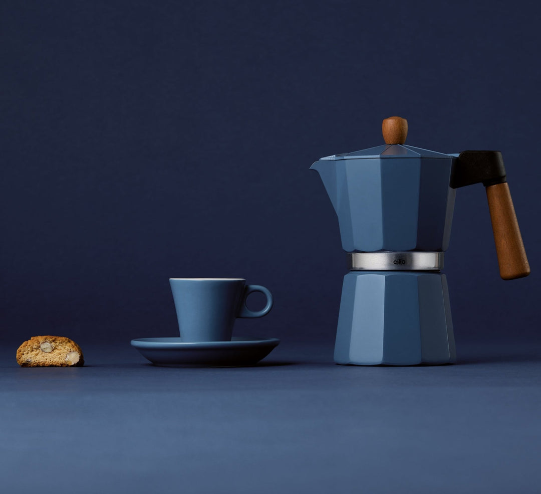 CIL-321517 - Cilio, Espressokocher Legno, 6 Tassen, blau