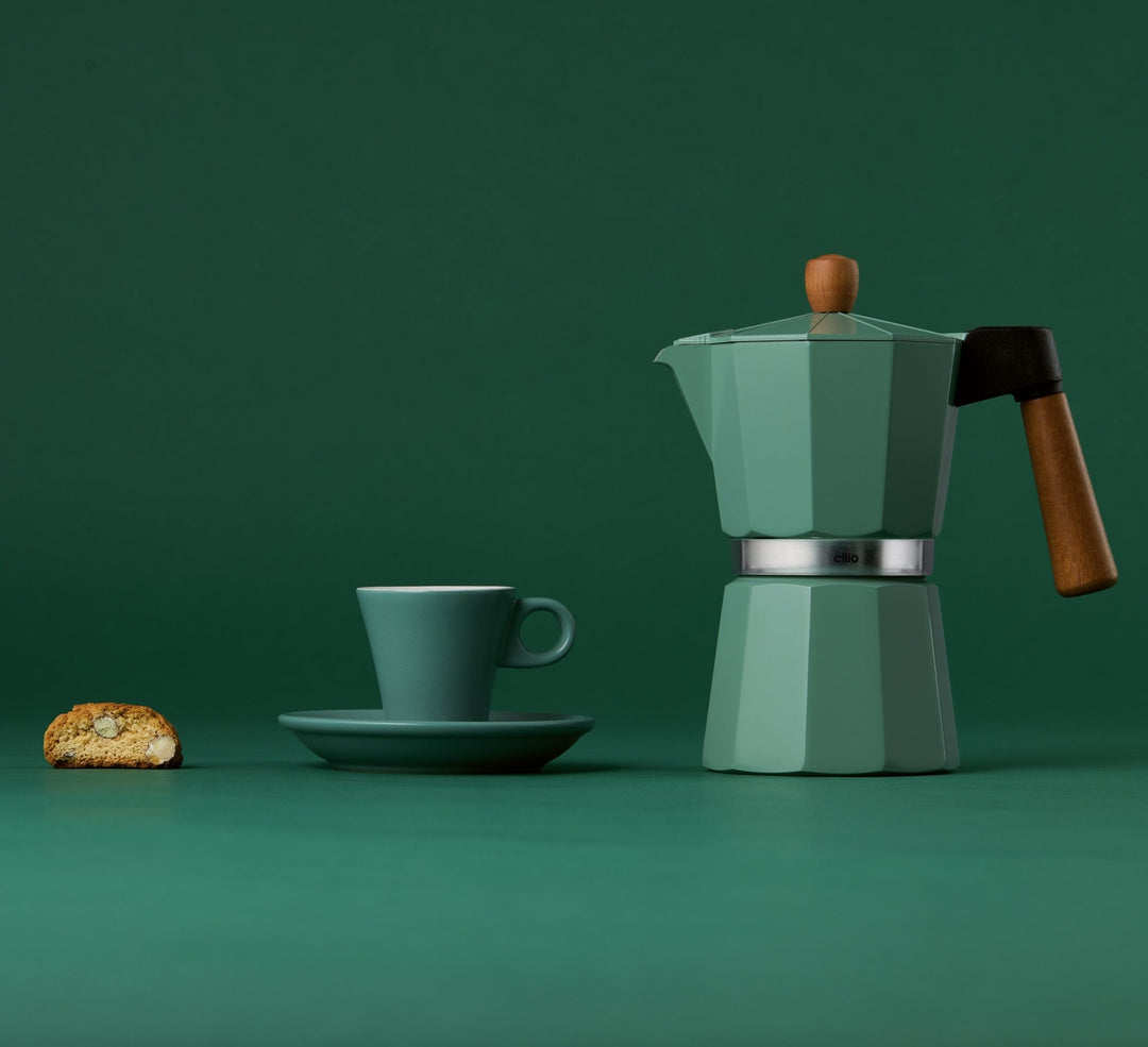 CIL-321555 - Cilio, Espressokocher Legno, 6 Tassen, Farbe mint