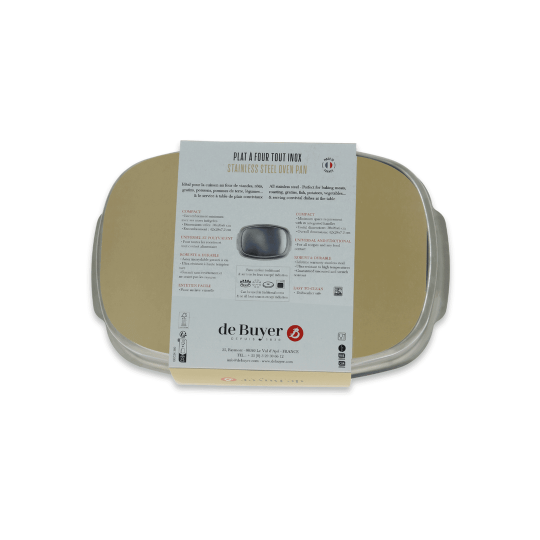 DEB-312438 - De Buyer, Rechteckige Auflaufform Edelstahl 38x26cm