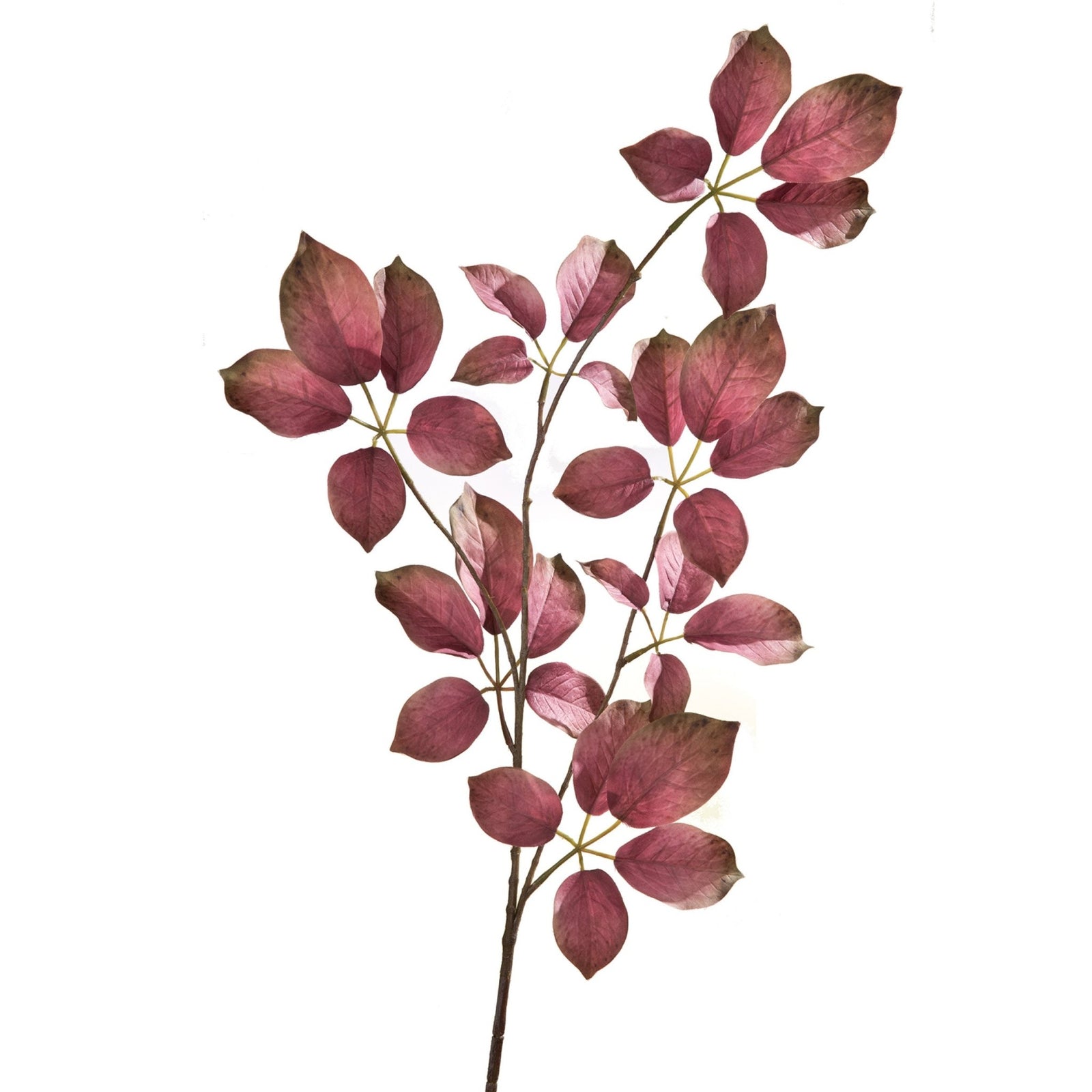 FINK - 185457 - FINK, Kunstblume Blätterzweig aus Kunstfasern, grün/dunkel pink