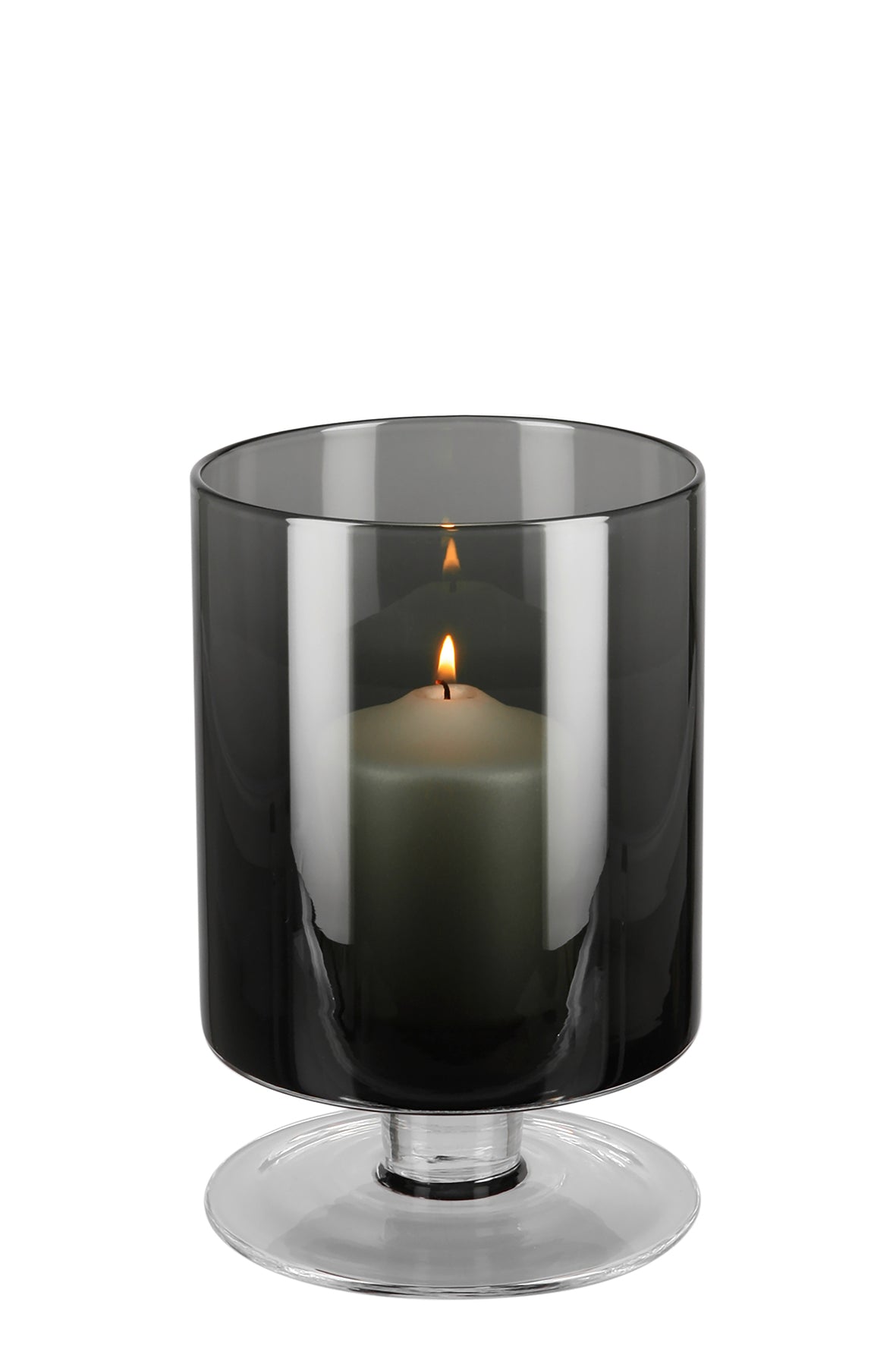 FINK - 115354 - FINK, Viana Vase Windlicht, Glas, grau, Höhe 23cm