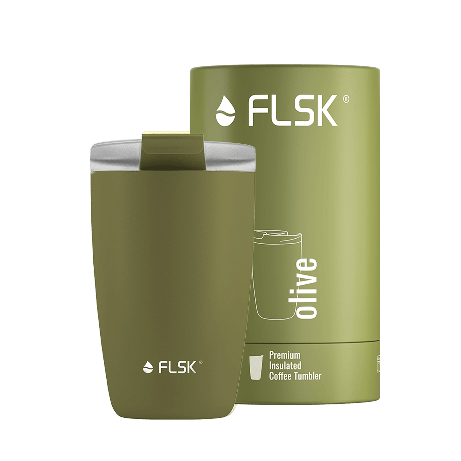 FL-1030-0350-2041 - FLSK Bicchiere da asporto in acciaio inox, oliva, 350 ml, 14,2 cm di altezza