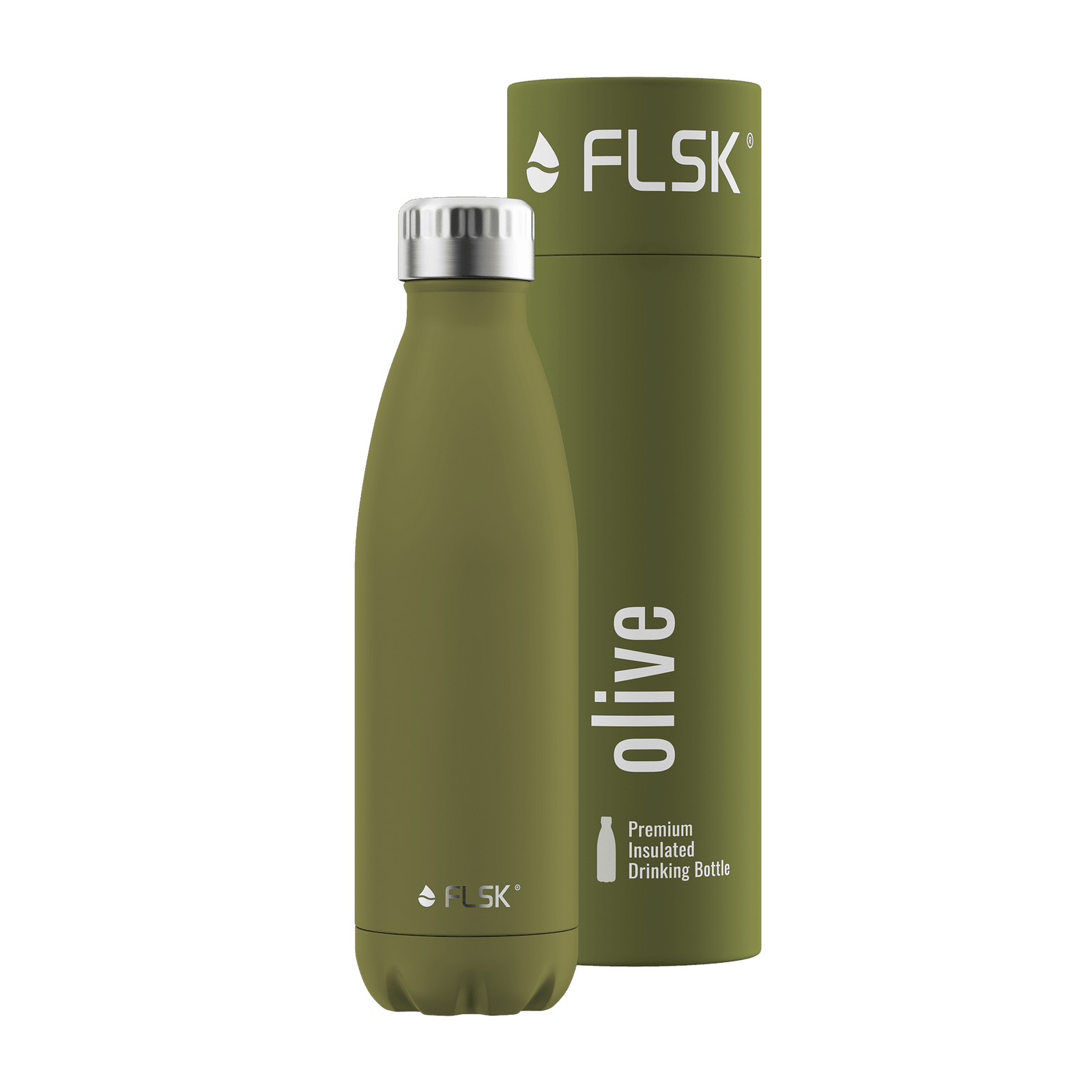 FL-1010-0500-2041 - FLSK Trinkflasche aus Edelstahl, olive, 500ml, 25,5cm hoch