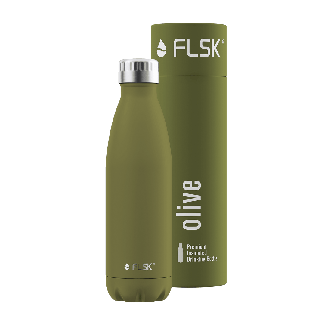 FL-1010-0500-2041 - FLSK Trinkflasche aus Edelstahl, olive, 500ml, 25,5cm hoch