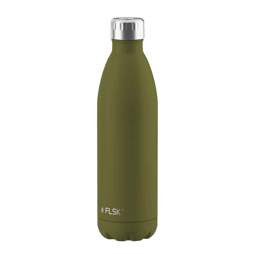 FL-1010-0750-2041 - FLSK Trinkflasche aus Edelstahl, olive, 750ml, 28,6cm hoch