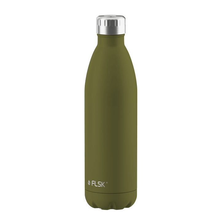 FL-1010-0750-2041 - FLSK Sticlă de băut din oțel inoxidabil, olive, 750ml, înălțime 28,6 cm