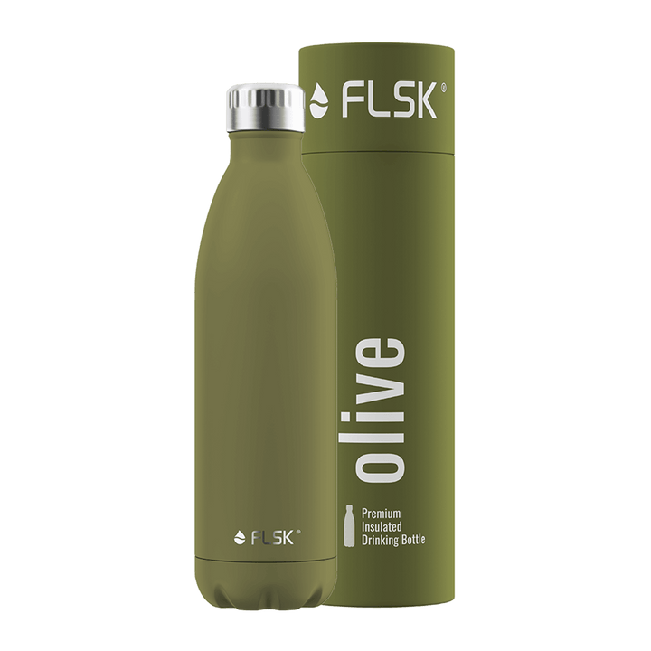FL-1010-0750-2041 - FLSK Sticlă de băut din oțel inoxidabil, olive, 750ml, înălțime 28,6 cm
