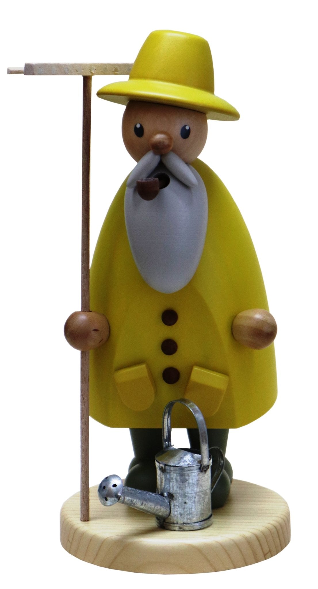 GAH - 16562 - Gahlenz - Räuchermann Gärtner mit einem Rechen gebeizt 27cm, Holzkunst