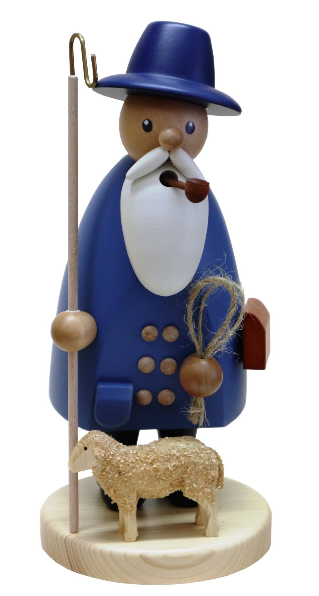 GAH - 16572 - Gahlenz - Räuchermann Schäfer mit Schaf gebeizt, 27cm, Holzkunst