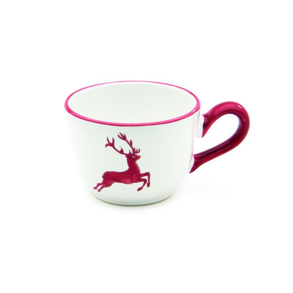 0318TKGL10 - Gmundner Keramik 'Rubinroter Hirsch - Kaffeetasse glatt (0,19L)'