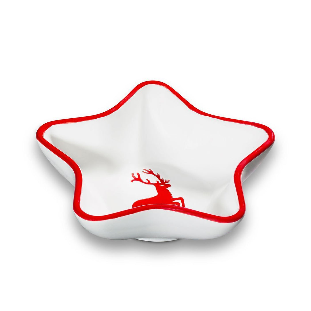 0318WNSA14 - Gmundner Keramik 'Rubinroter Hirsch - Sternschale (L: 14cm)'