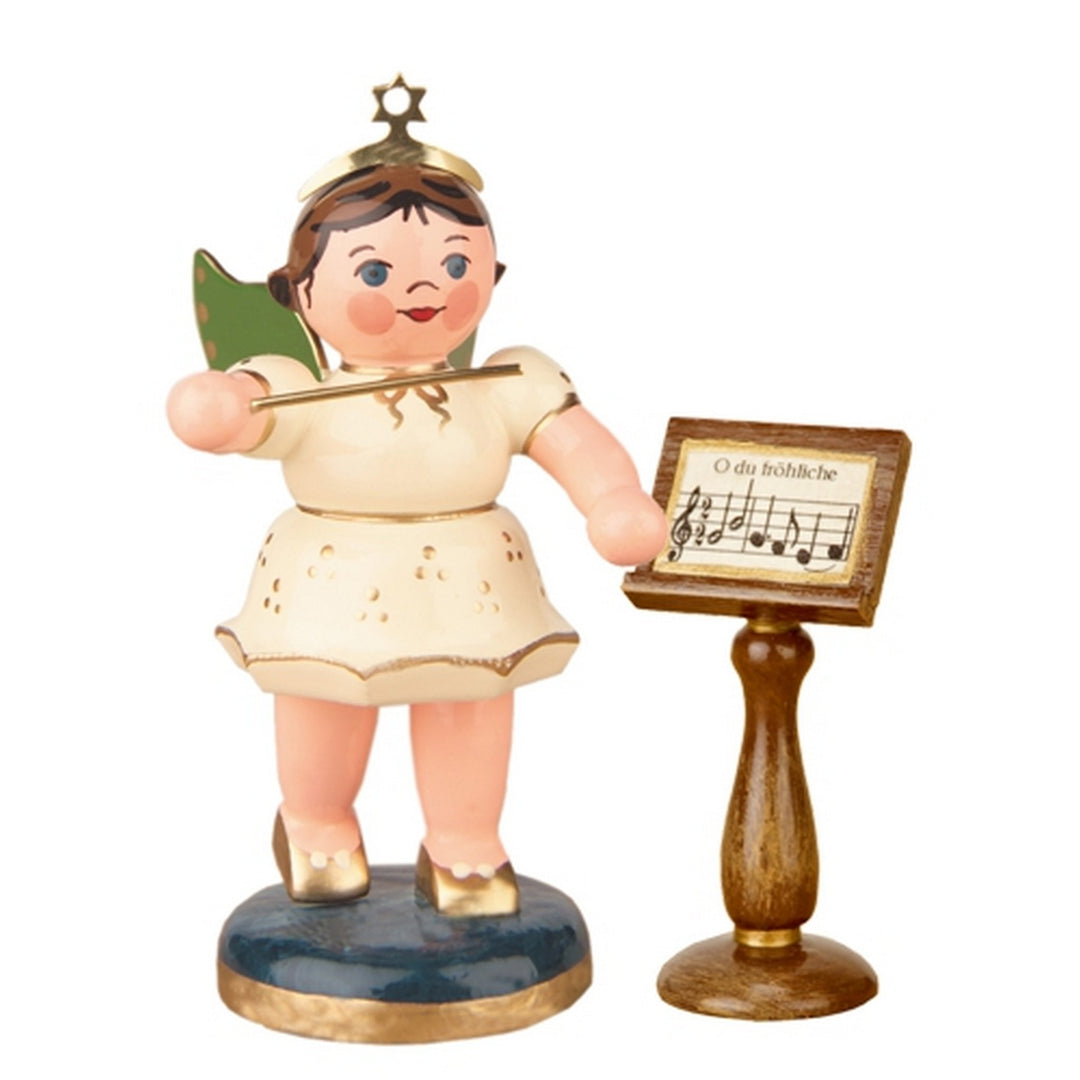 HUB-121h0047 - Hubrig Volkskunst 'Engel Dirigent mit Notenständer' 6,5cm'