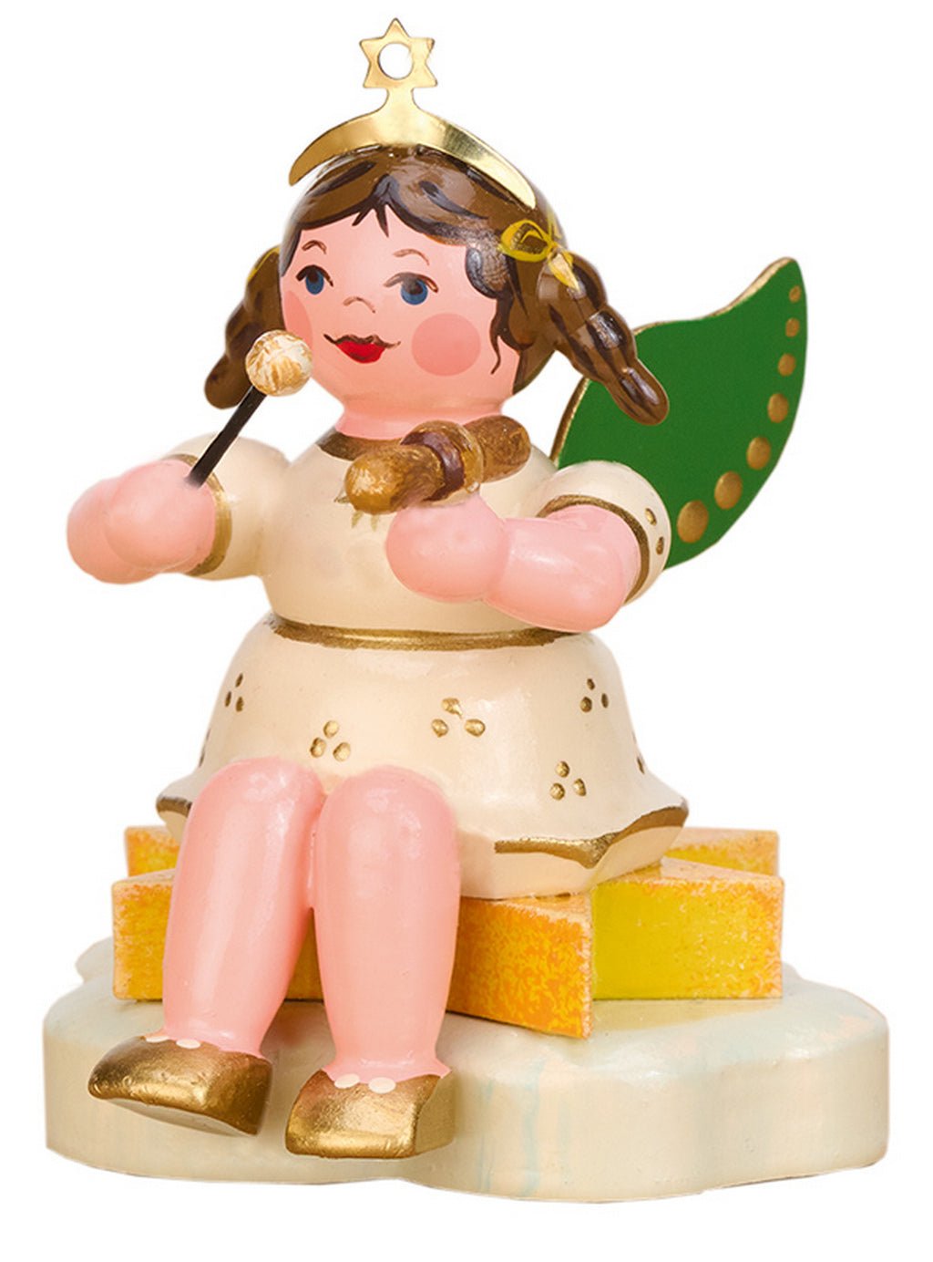 HUB-121h0304 - Hubrig Volkskunst 'Engel mit Klangholz - sitzend - 6,5cm' 2025