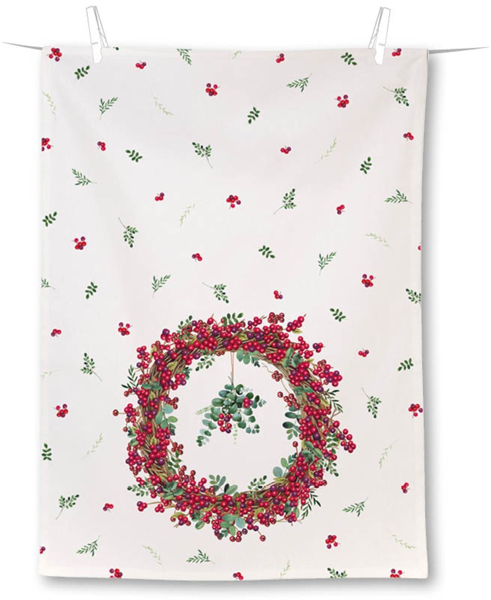 IHR - T1013460 - IHR, Geschirrtuch "Berry Wreath crem" 50x70cm