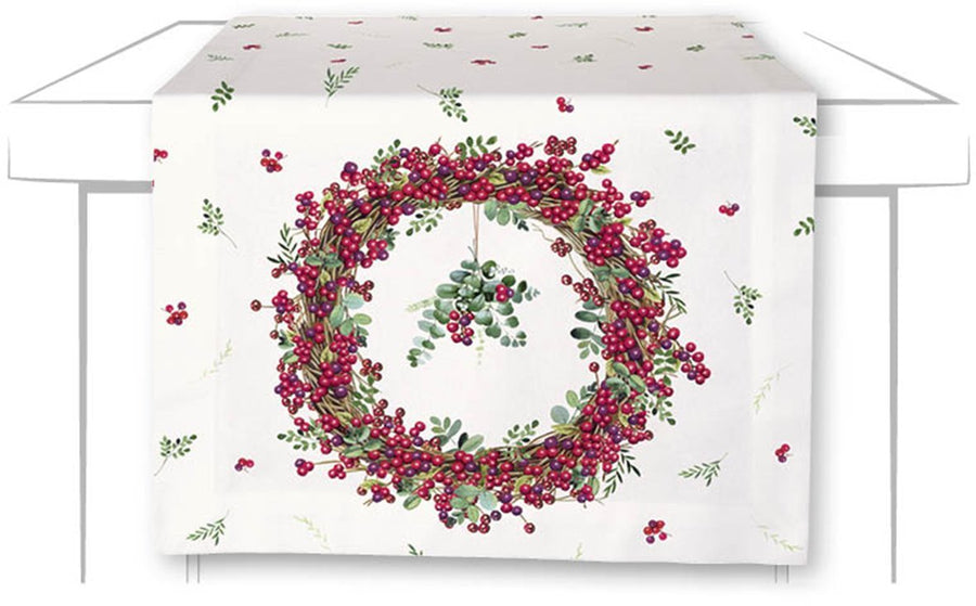 IHR - STR - 1013460 - IHR, Tischläufer "Berry Wreath cream", 45 x 150 cm