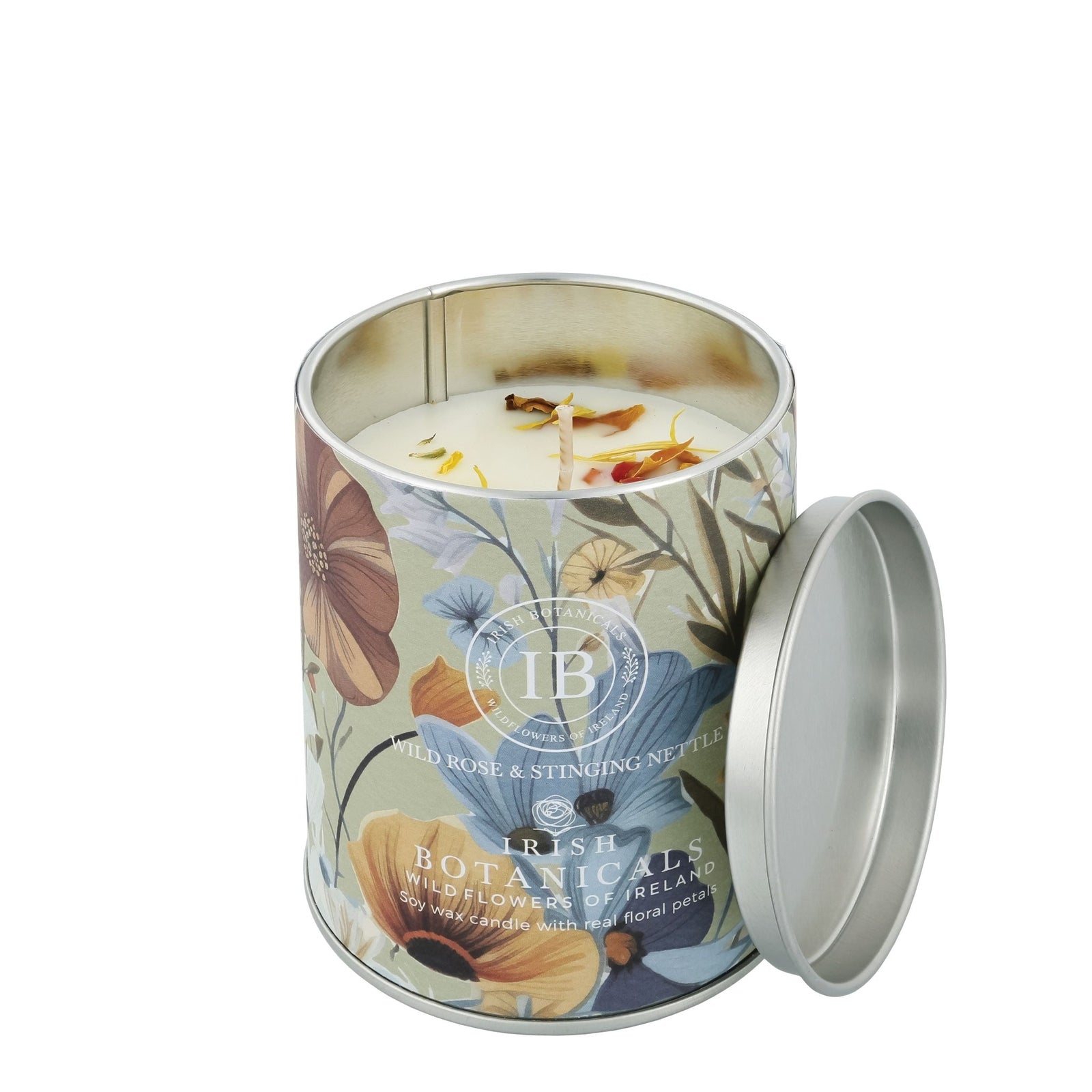 IB - E - IBW - WSN - TIN - Irish Botanicals - Wildrose und Brennnessel Duft Kerze - Wild Rose and Stinging Nettle Tin Candle