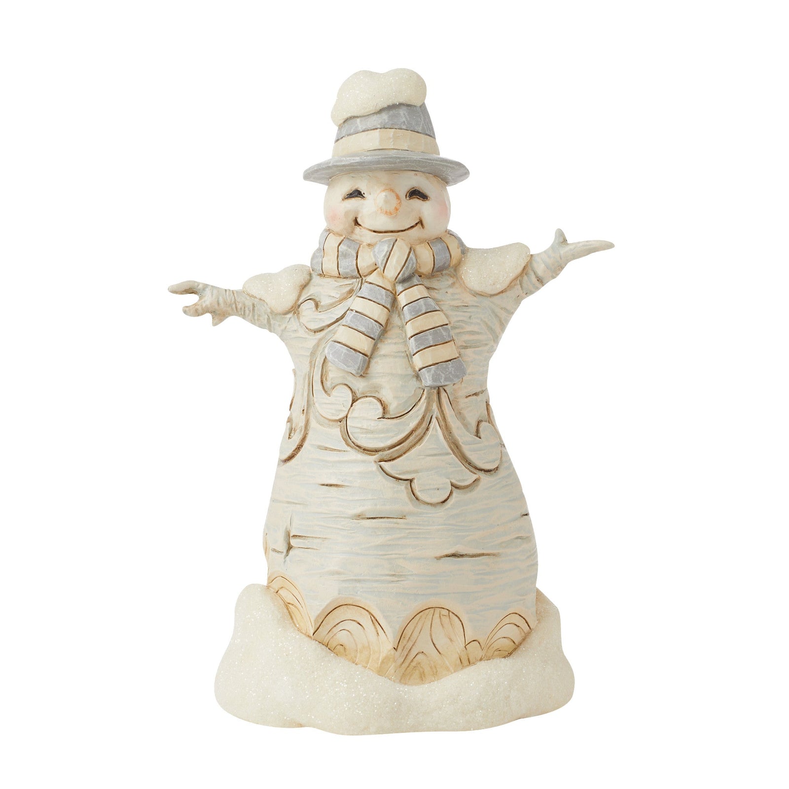 6015155 - Jim Shore - Figur 'White Woodland - Carved Snowman - Geschnitzter Schneemann - 14cm' 2024