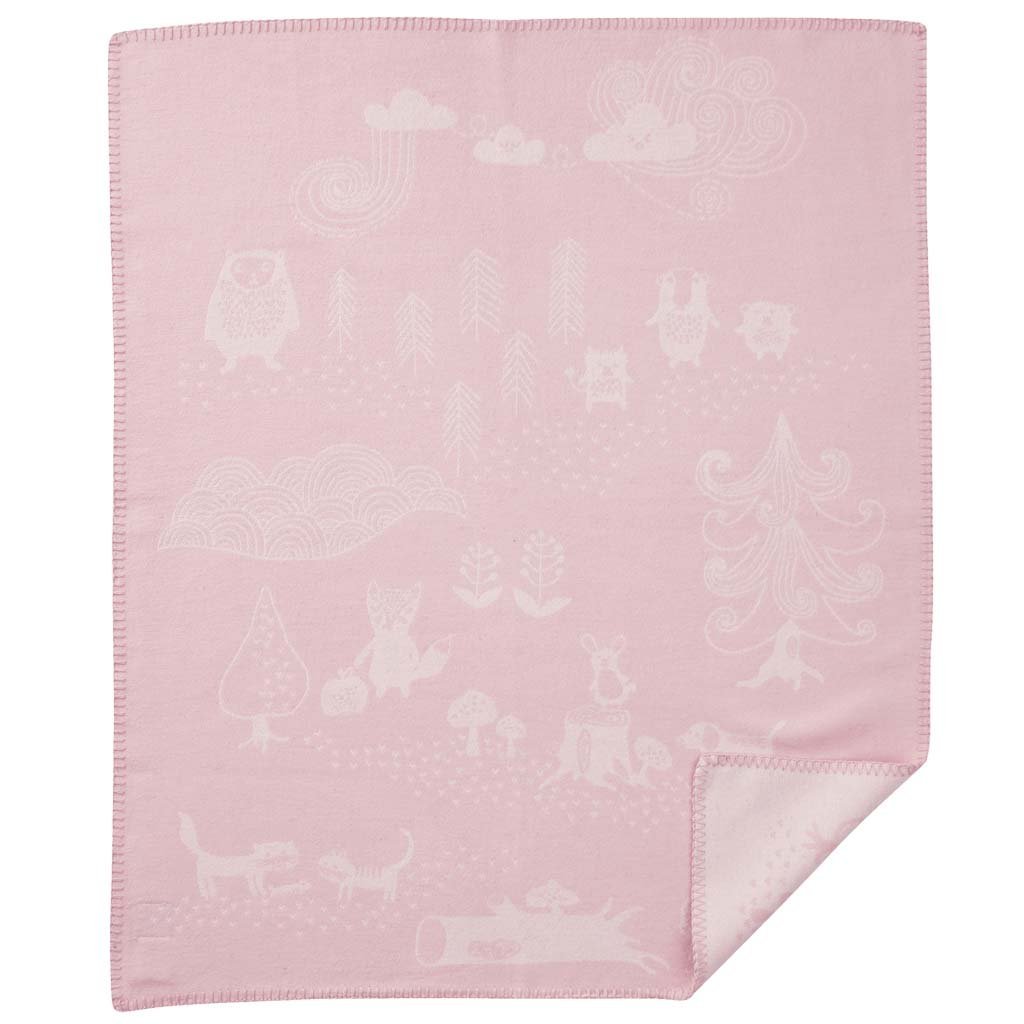 KLIPPAN, Kinderdecke "Little Bear Pink", 100% gebürstete Bio - Baumwolle, 70x90cm - KLI - 253603