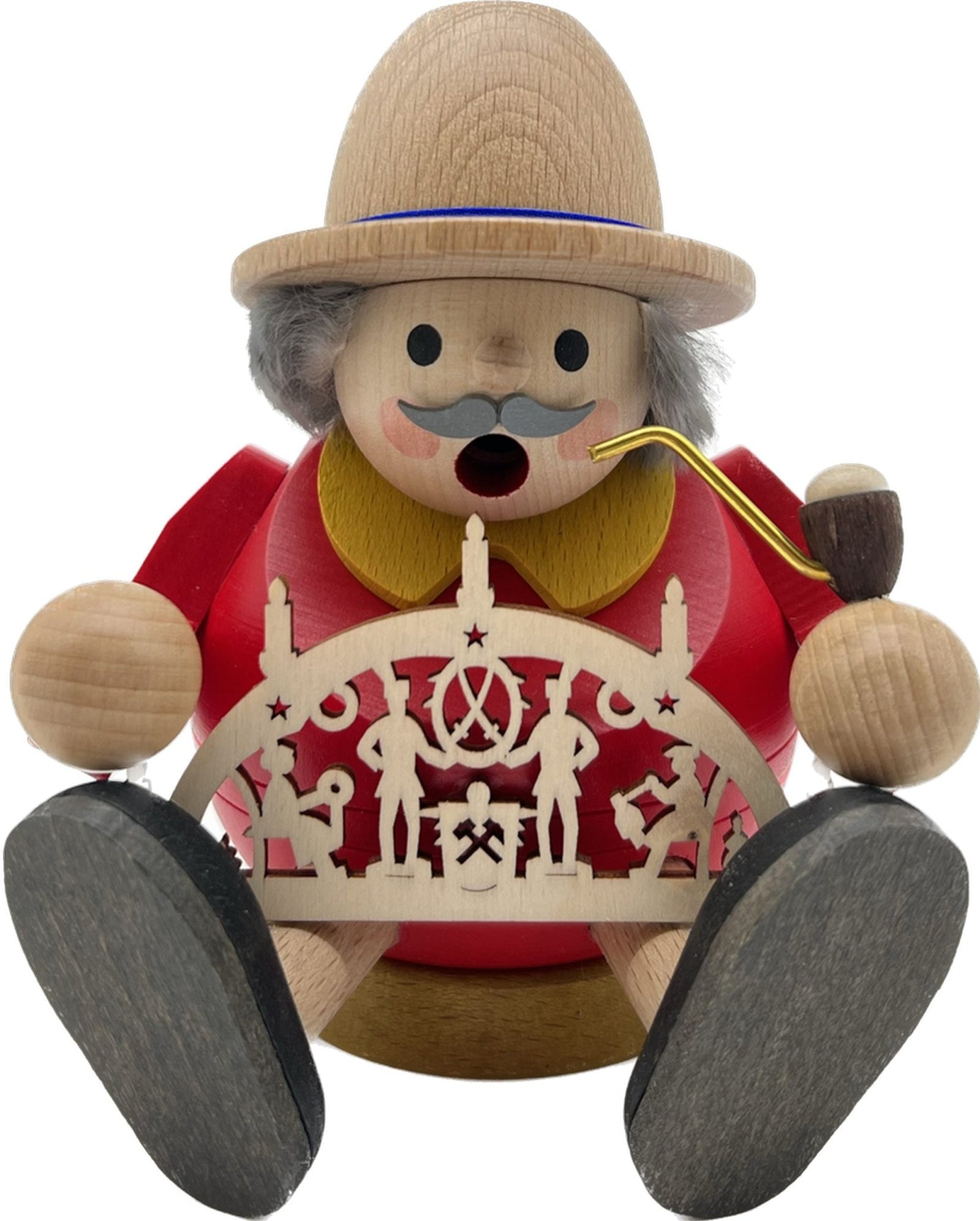 RGL - 26472 - Kugelrauchmann mit Schwibbogen, sitzend, Glässer Volkskunst, 15cm