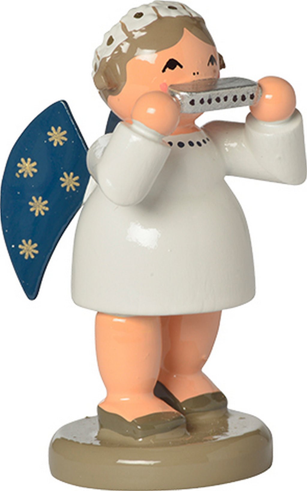 KWO - A75681 - KWO - Engel mit Mundharmonika, Holzkunst, 5cm