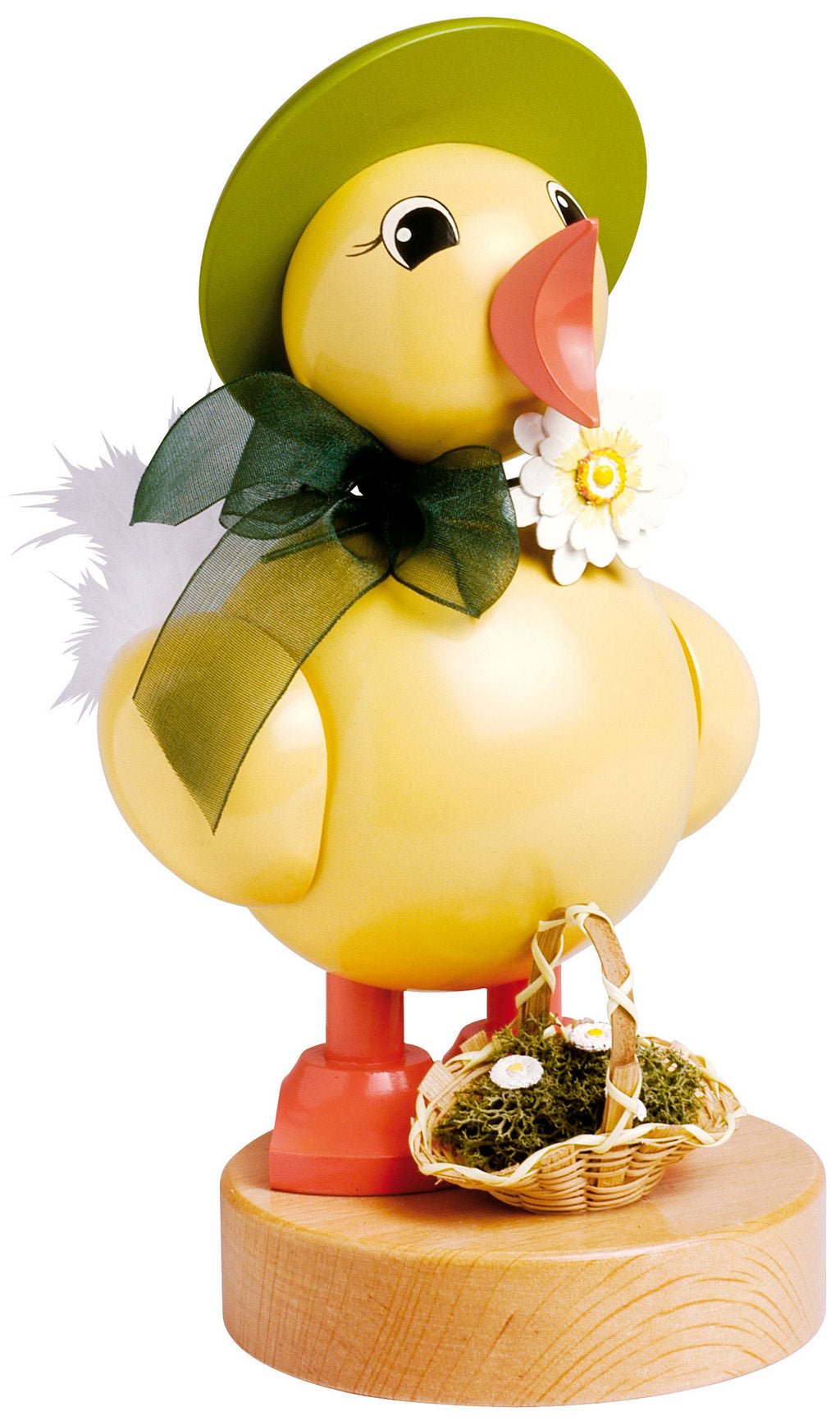 KWO - A42125 - KWO - Frühlingsküken mit grünem Hut, Holzkunst, 21cm