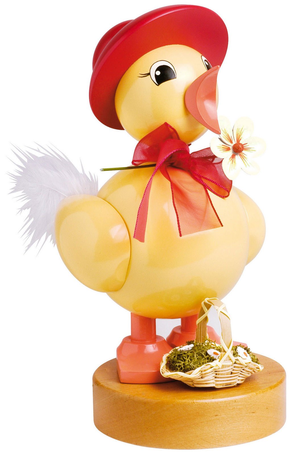 KWO - A42126 - KWO - Frühlingsküken mit rotem Hut, Holzkunst, 21cm