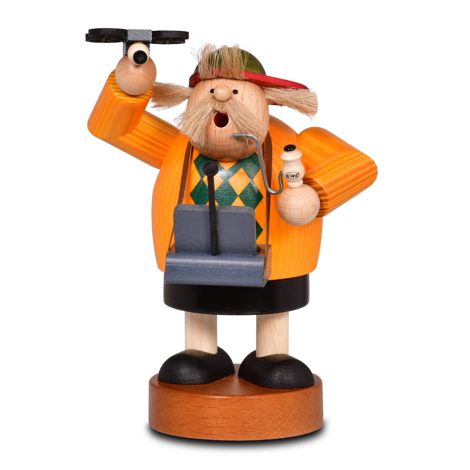 KWO-A21322 - KWO Holzfigur - Räuchermann Drohnenflieger, Holzkunst, 20cm - 2026