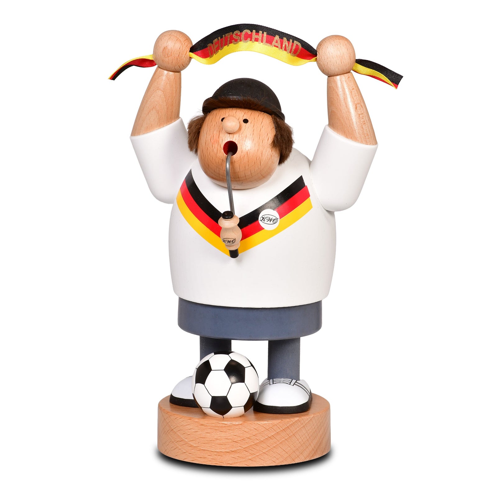 KWO-A21408 - KWO Holzfigur - Räuchermann Fußballfan, Holzkunst, 20cm - 2026