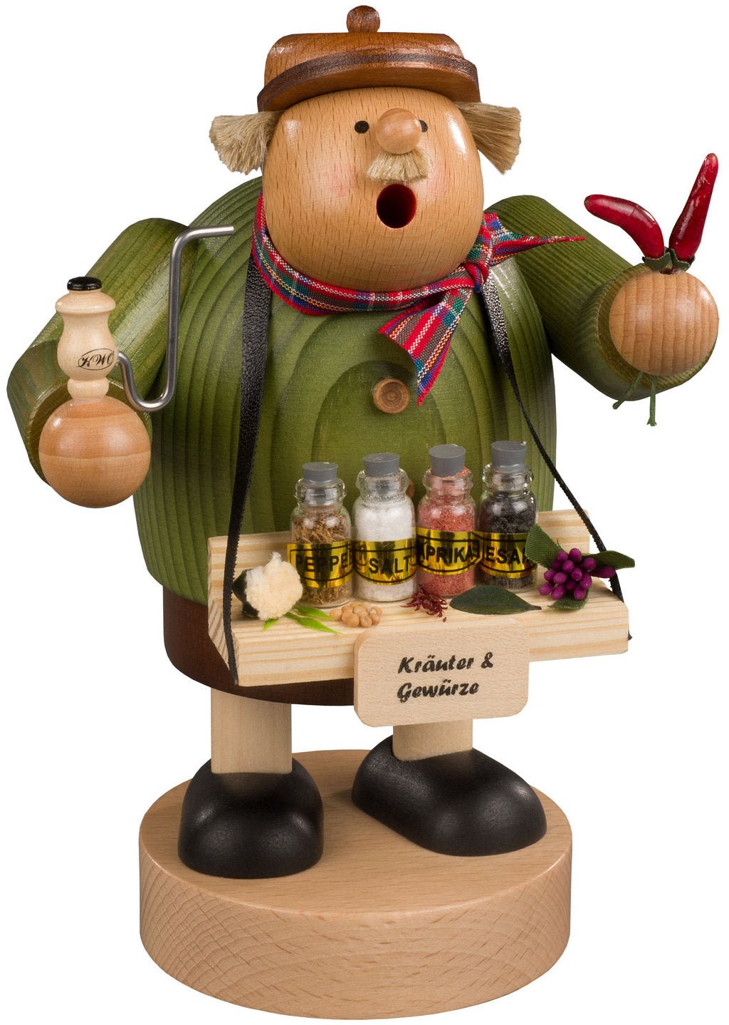 KWO - A21490 - KWO Holzfigur - Räuchermann Gewürzhändler, Holzkunst, 18cm
