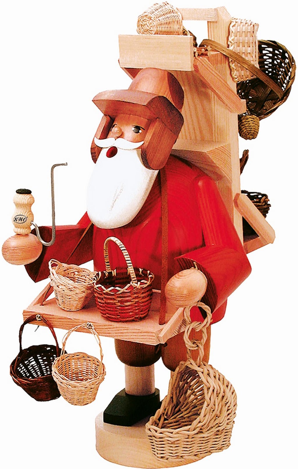 KWO - A21269 - KWO Holzfigur - Räuchermann Korbhändler Large, Holzkunst, 43cm