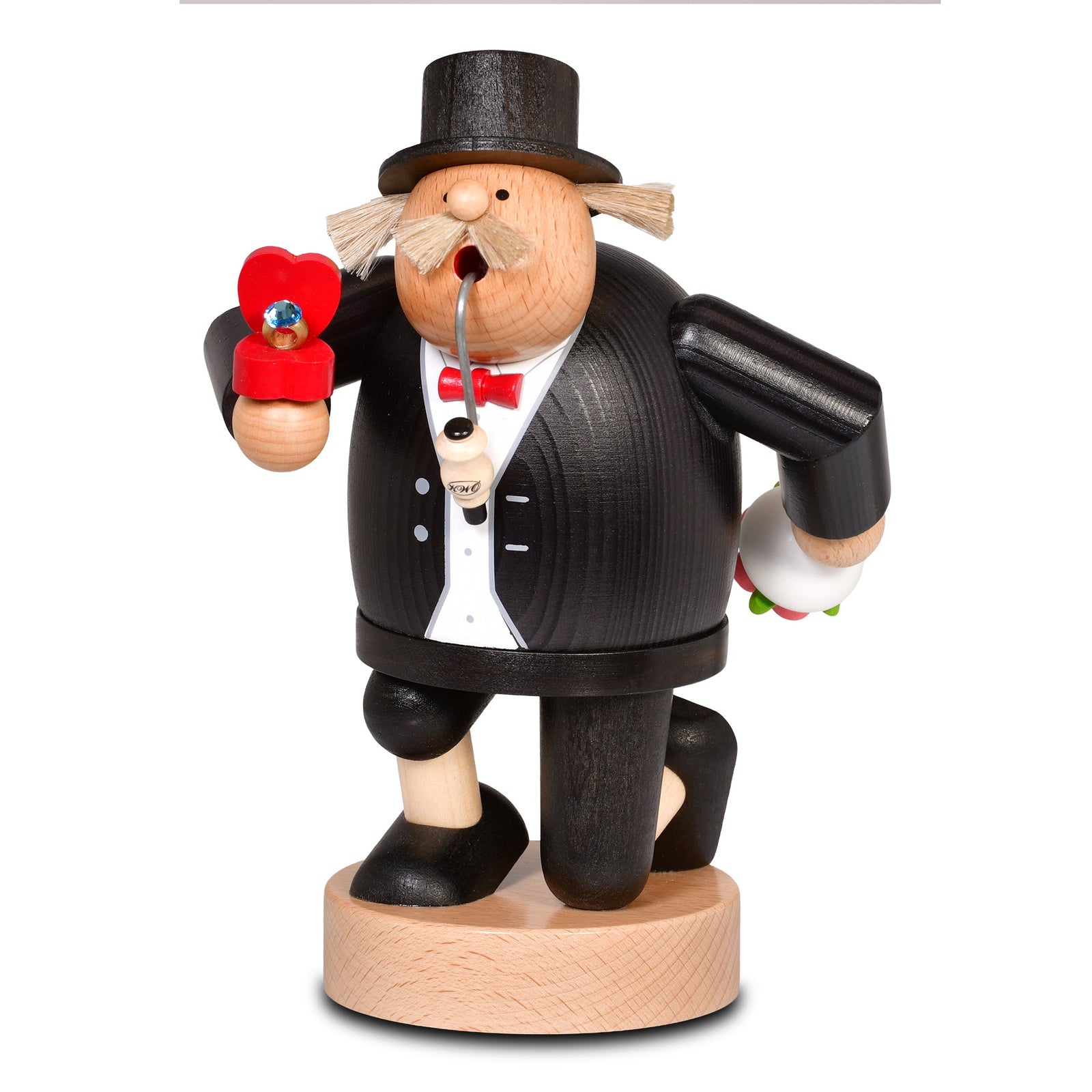 KWO-A21321 - KWO Holzfigur - Räuchermann Rosenkavalier, Holzkunst, 20cm - 2026