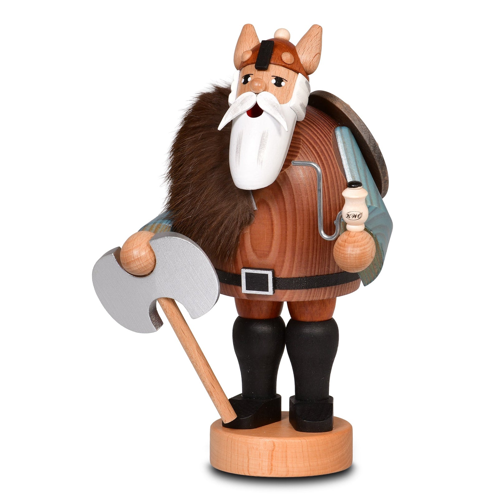 KWO-A21142 - KWO Holzfigur - Räuchermann Wikinger, Holzkunst, 18cm - 2026