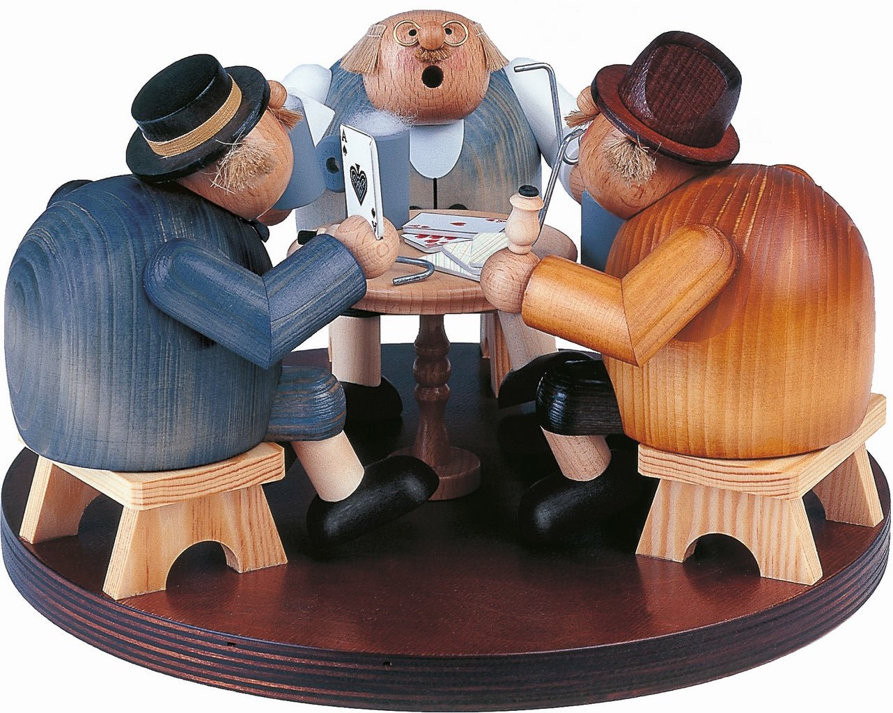 KWO - A21540 - KWO Holzfiguren - Räuchermann Skatrunde, Holzkunst, 19cm