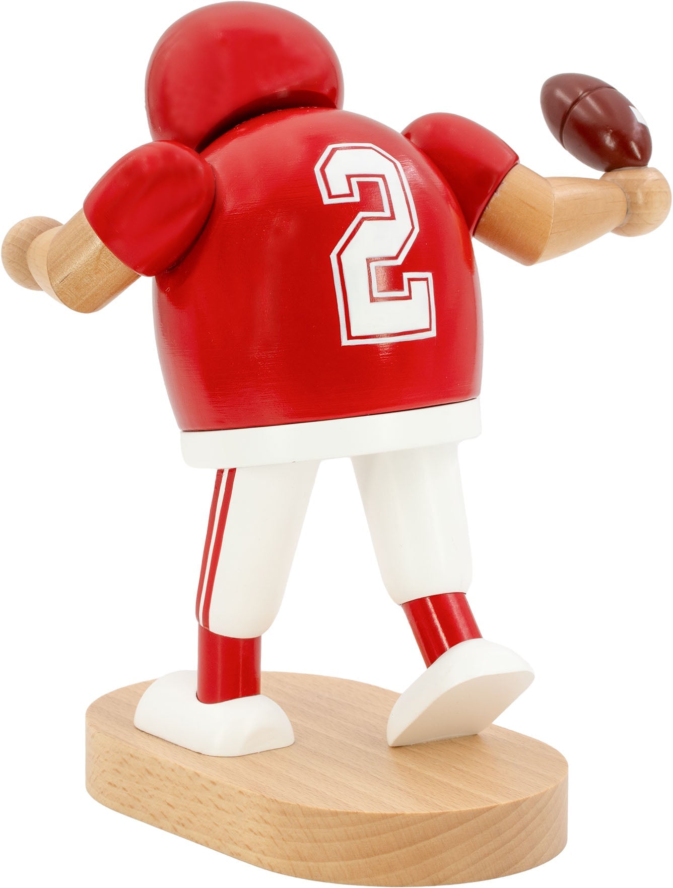 KWO - A21417 - KWO - Räuchermann Footballspieler rot, Holzkunst, 20cm
