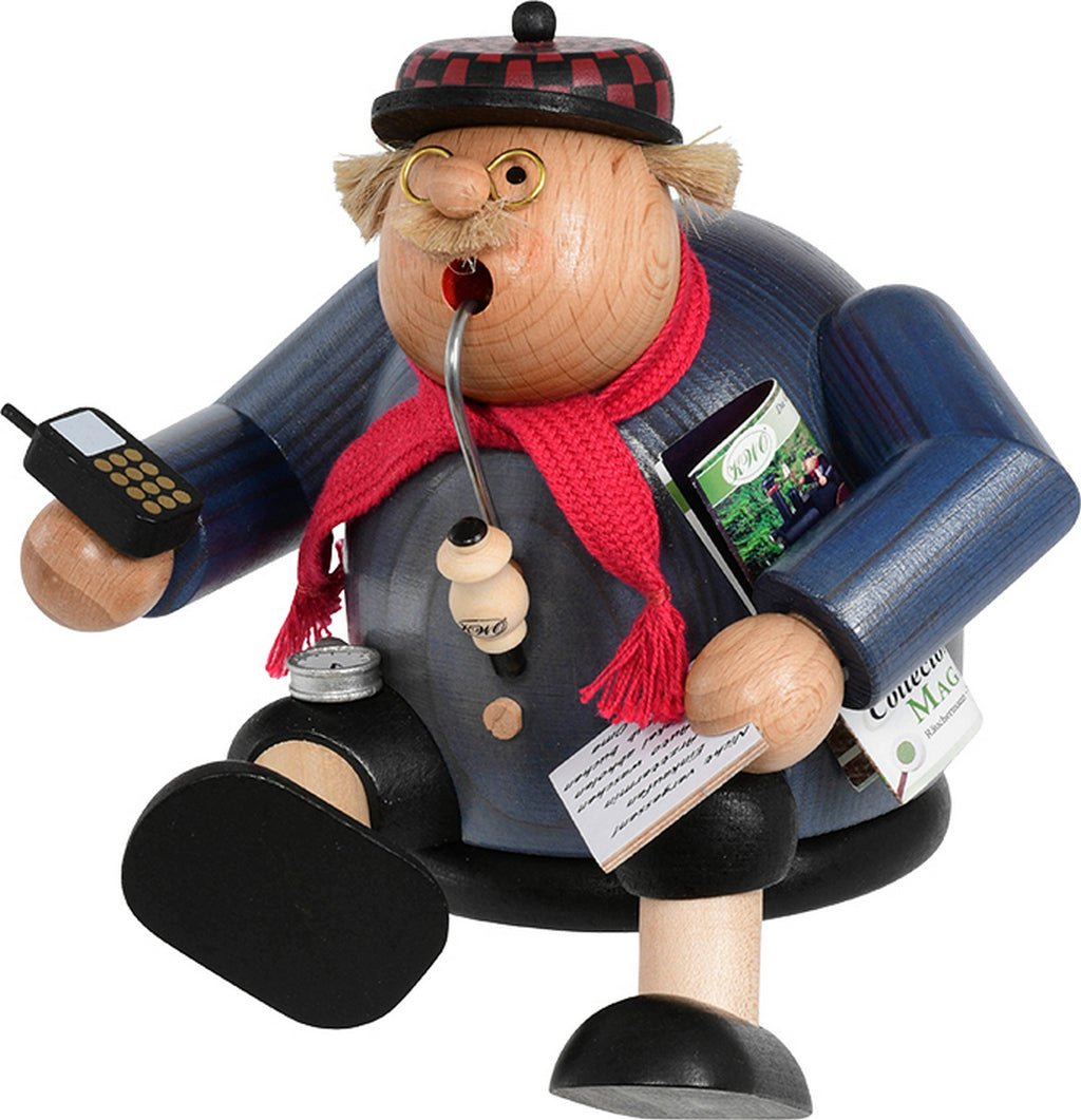 KWO - A21446 - KWO - Räuchermann Kantenhocker rüstiger Rentner, Holzkunst, 15cm