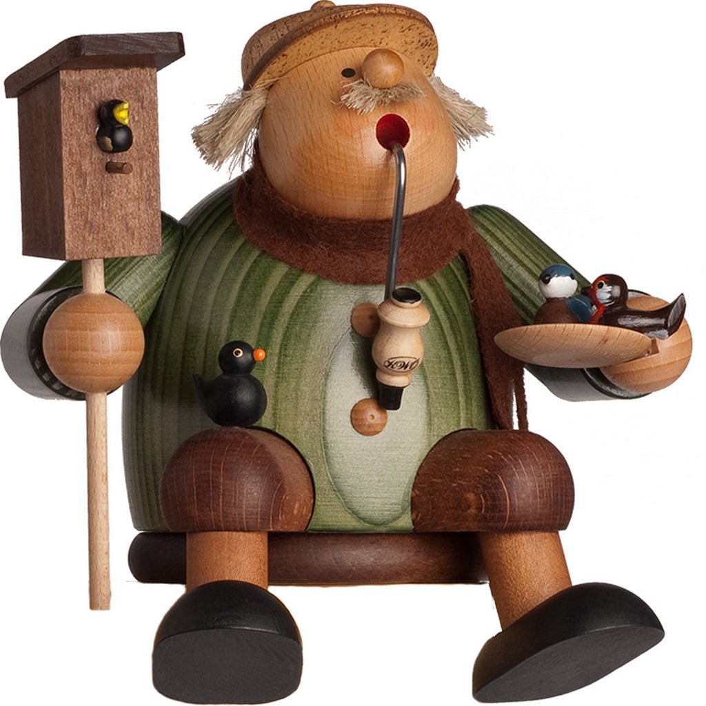 KWO - A21570 - KWO - Räuchermann Kantenhocker Vogelfreund, Holzkunst, 17cm