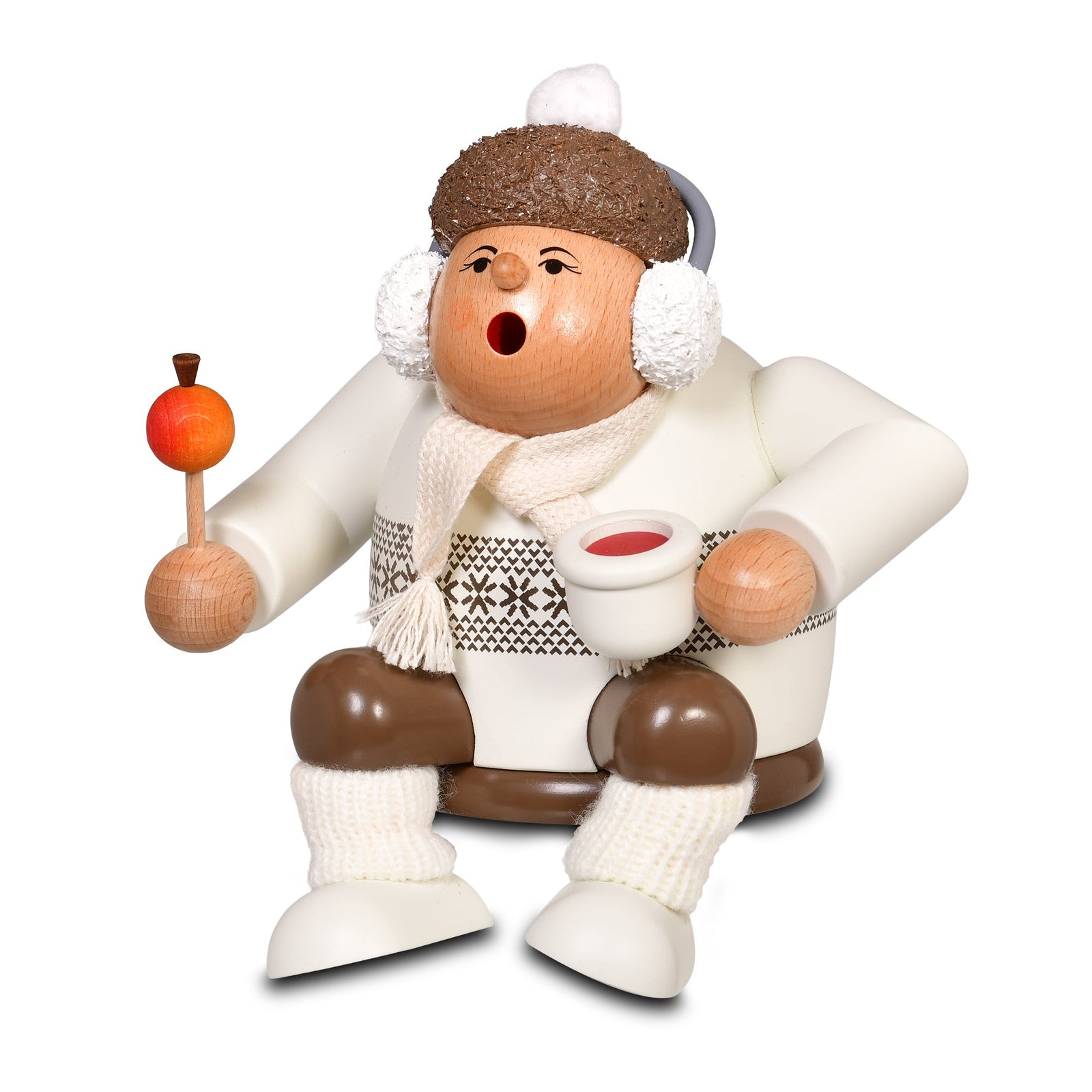 KWO-A21323 - KWO - Räuchermann Kantenhocker Weihnachtsmarktbesucherin, Holzkunst, 15cm - 2026