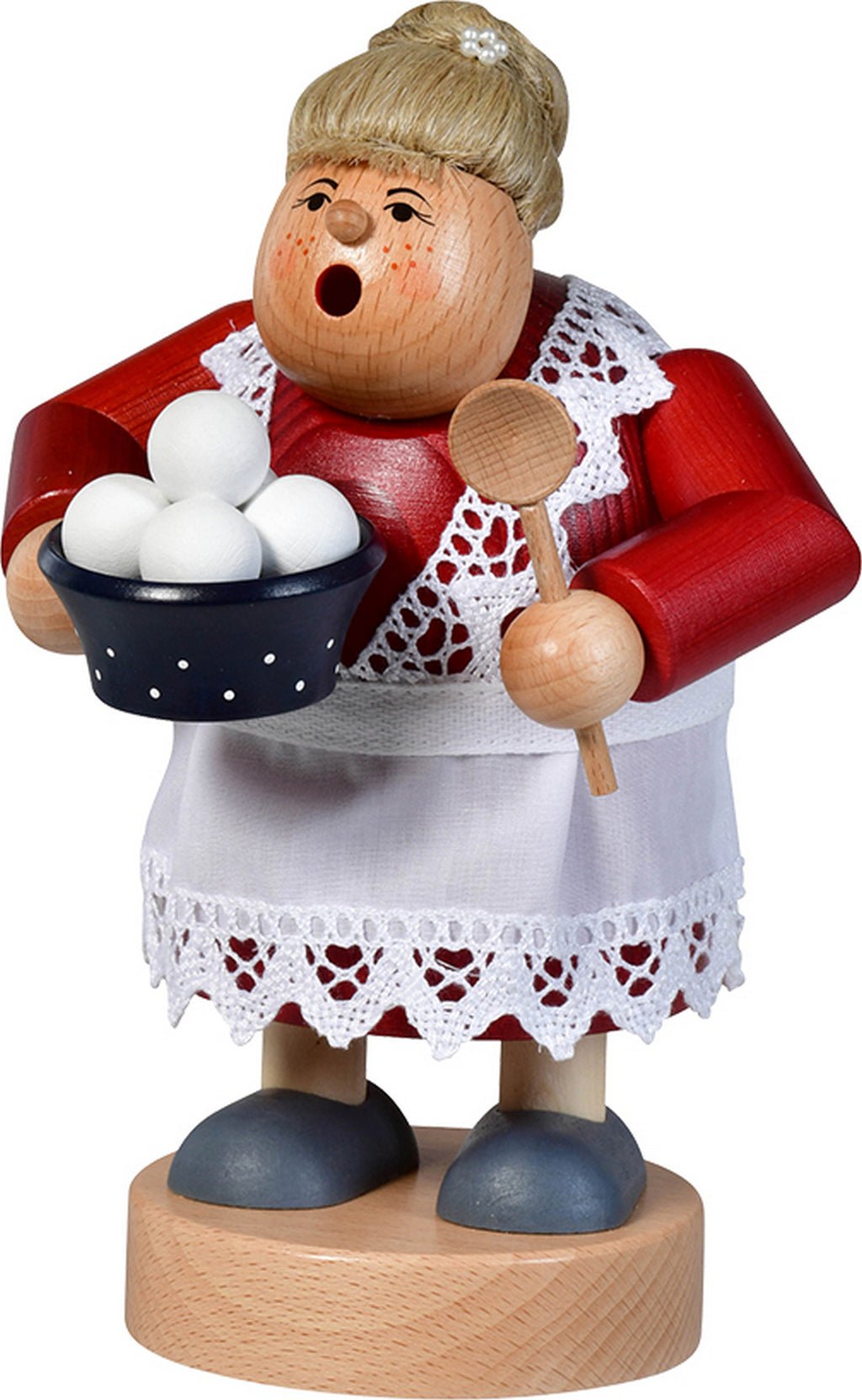 KWO-A21437 - KWO - Räuchermann Kloßfrau, Holzkunst, 21cm