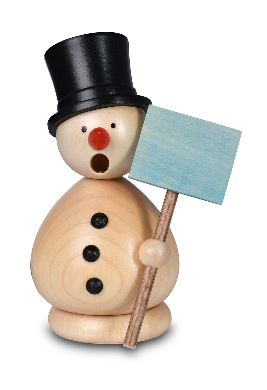 KWO - Räuchermann mini Schneemann Günther, natur, Holzkunst, 15cm - 2025 KWO - A26311