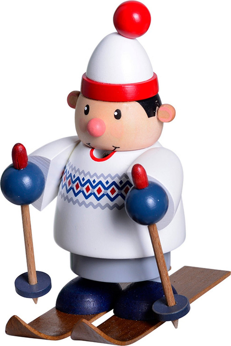 KWO-A25032 - KWO - Räuchermann Skifahrer, mini, Holzkunst, Höhe 10cm
