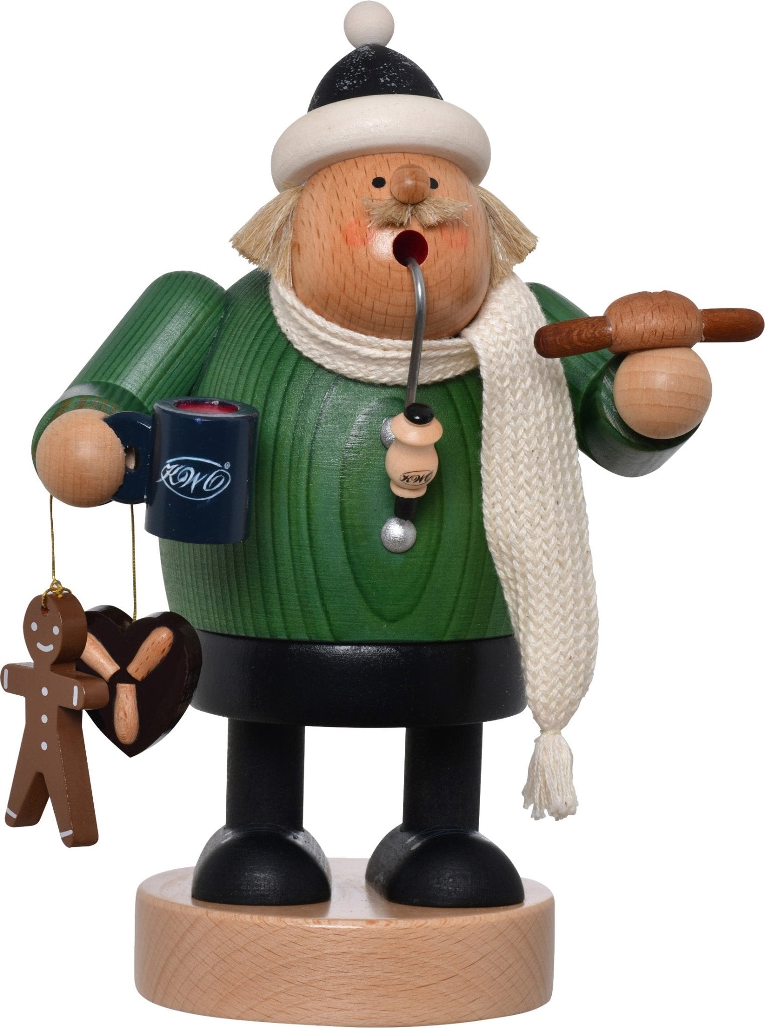 KWO - A21424 - KWO - Räuchermann Weihnachtsmarktbesucher, Holzkunst, 20cm