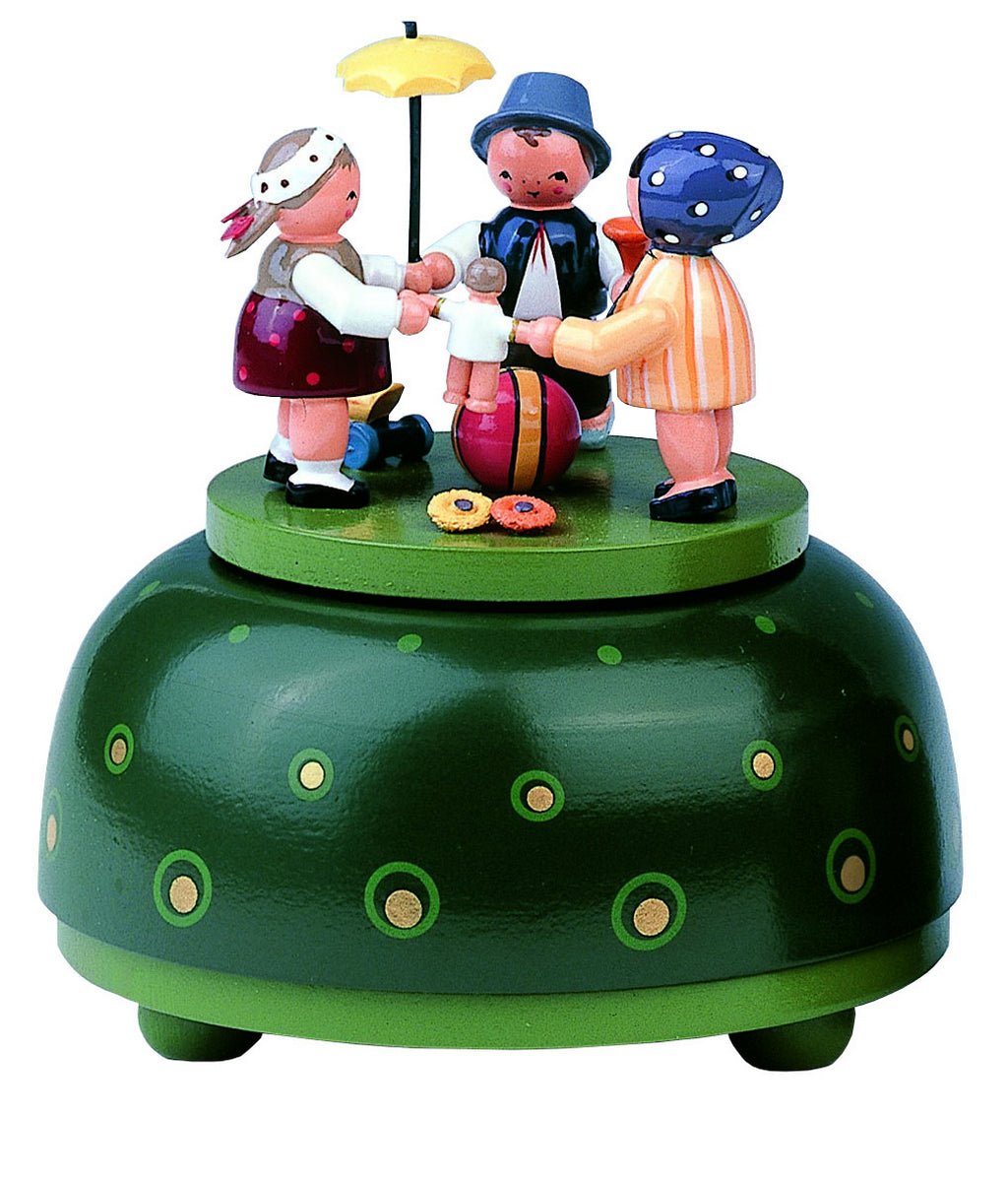 KWO - A13003 - KWO - Spieldose, klein - Kinderreigen, Holzkunst, 12cm